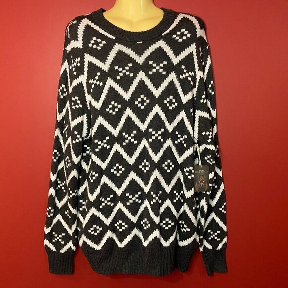 Rorie Whelan Men's Grey / White Geometric Knit Sweater - Size XL - NWT. - Picture 1 of 3
